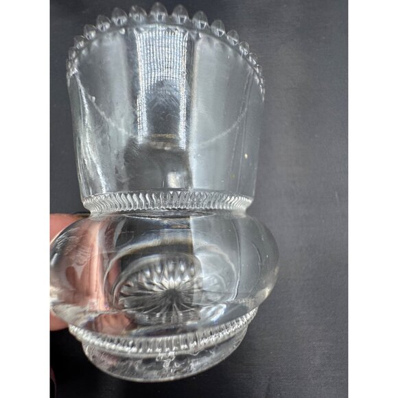 Vintage Pressed Crystal Bud Vase + Pressed Glass Toothpick Holder – Clear Glass - Picture 6 of 9